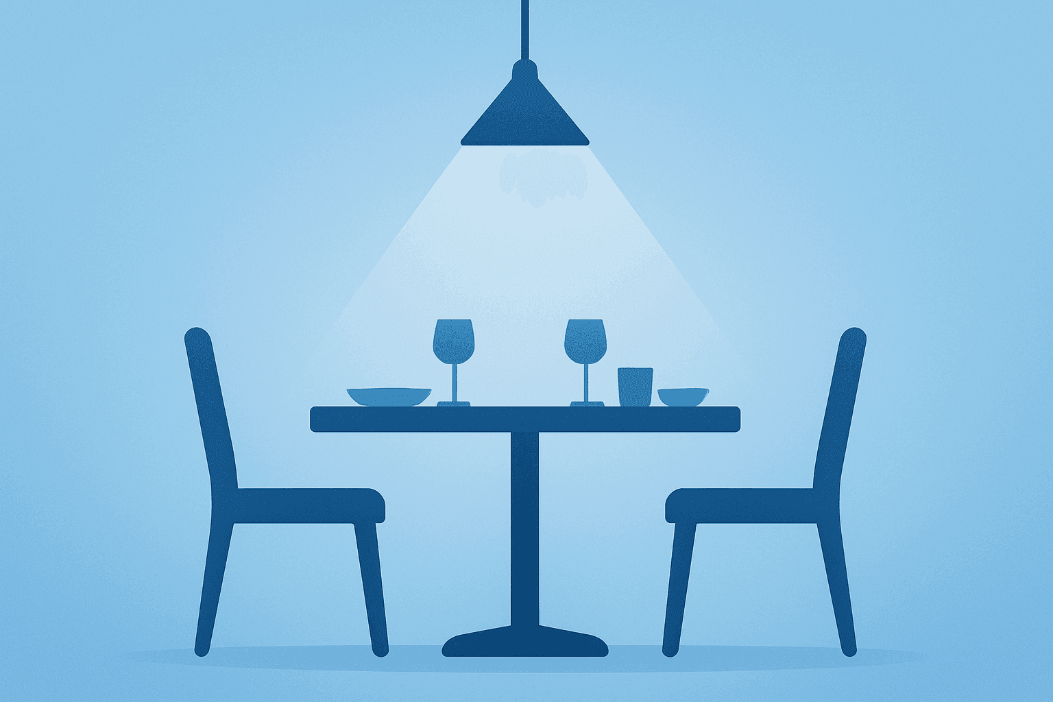 Flat vector of a restaurant kitchen module dimming light to symbolize margin pressure for Darden earnings.