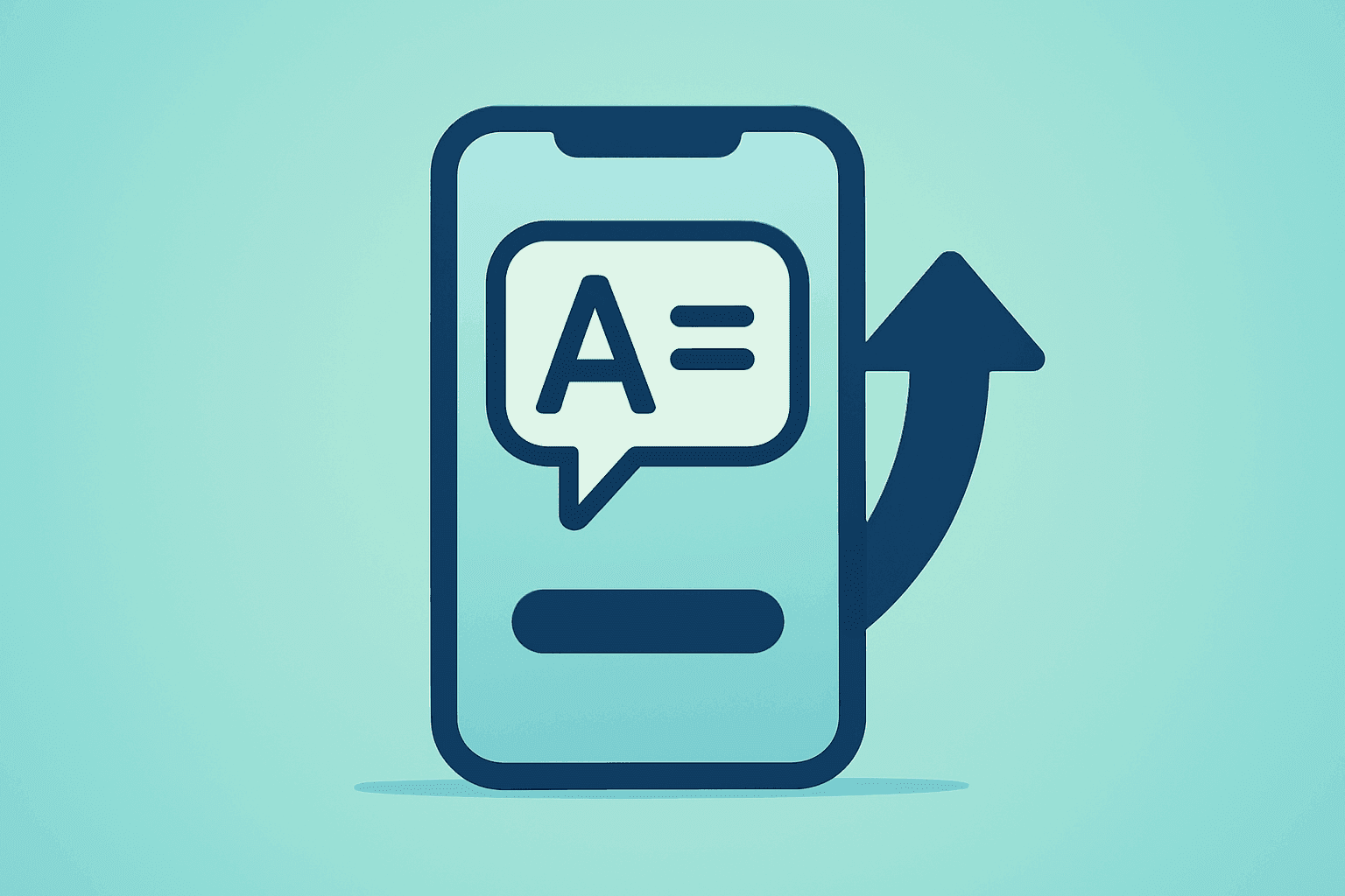 Flat filled vector of a stylized language-learning app device with subtle shadow to suggest Duolingo upgrade momentum.