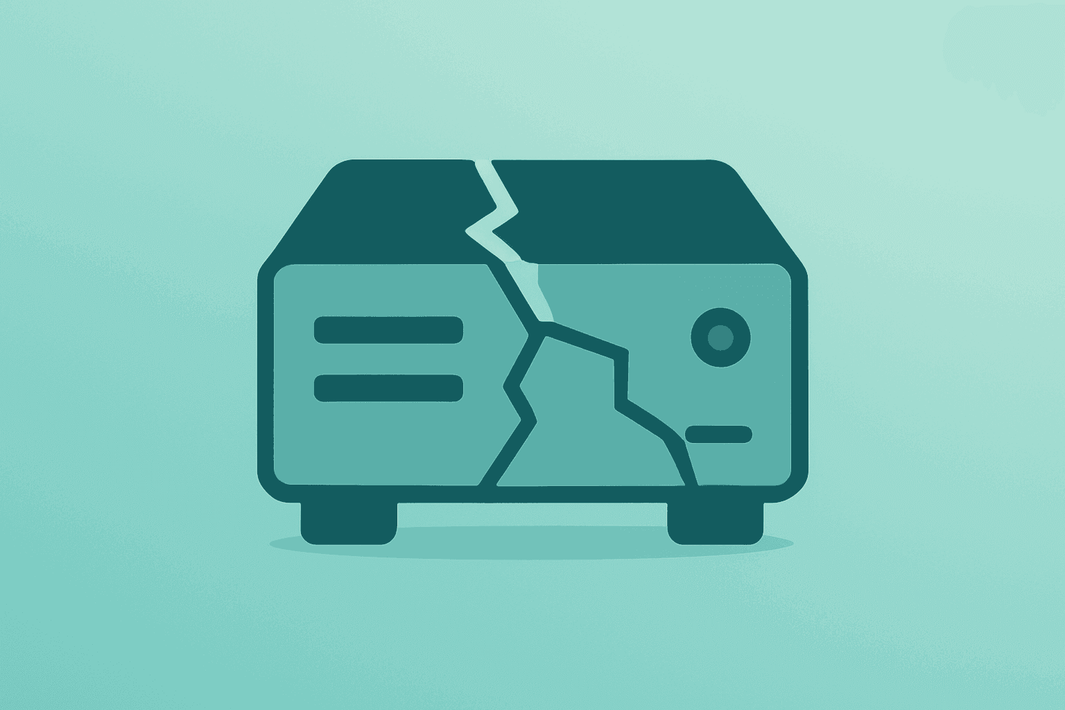 Flat vector of a streaming server with fractured casing symbolizing the Netflix data lawsuit and kids' profile data collection