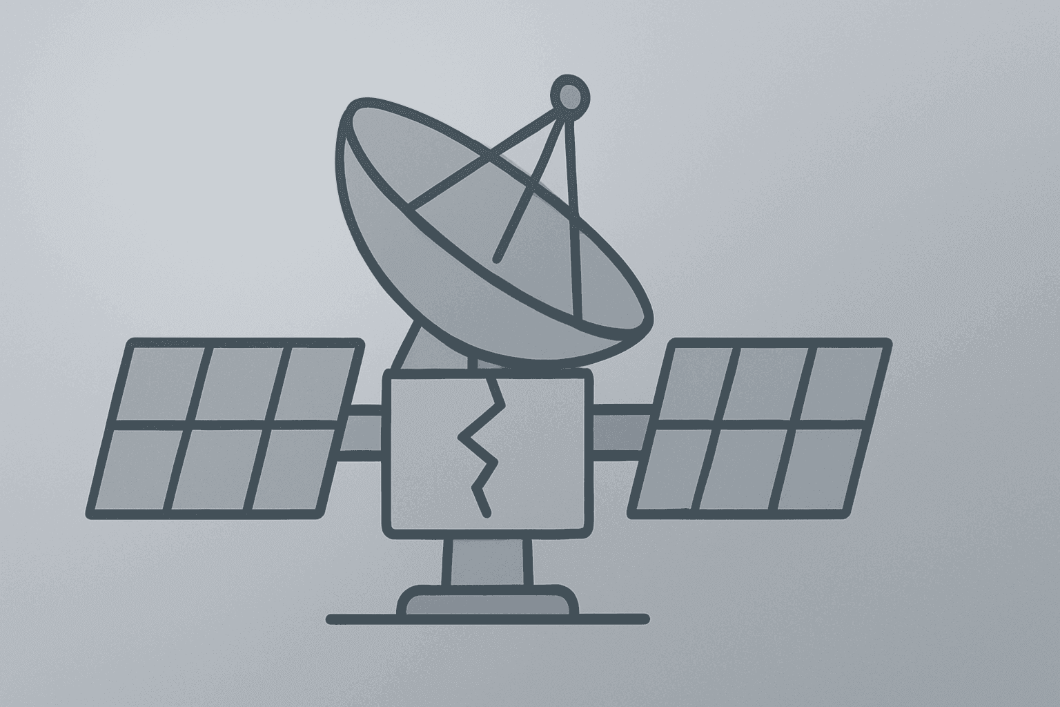 Flat vector satellite platform in a contained frame with subtle shadow lift, evoking Northrop Grumman earnings and cash-flow timing.