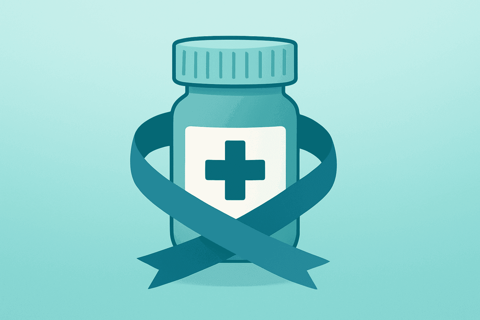 Flat vector of pill bottle and lab flask symbolizing Pfizer Q1 2026 earnings tradeoff between revenue and R&D spending.