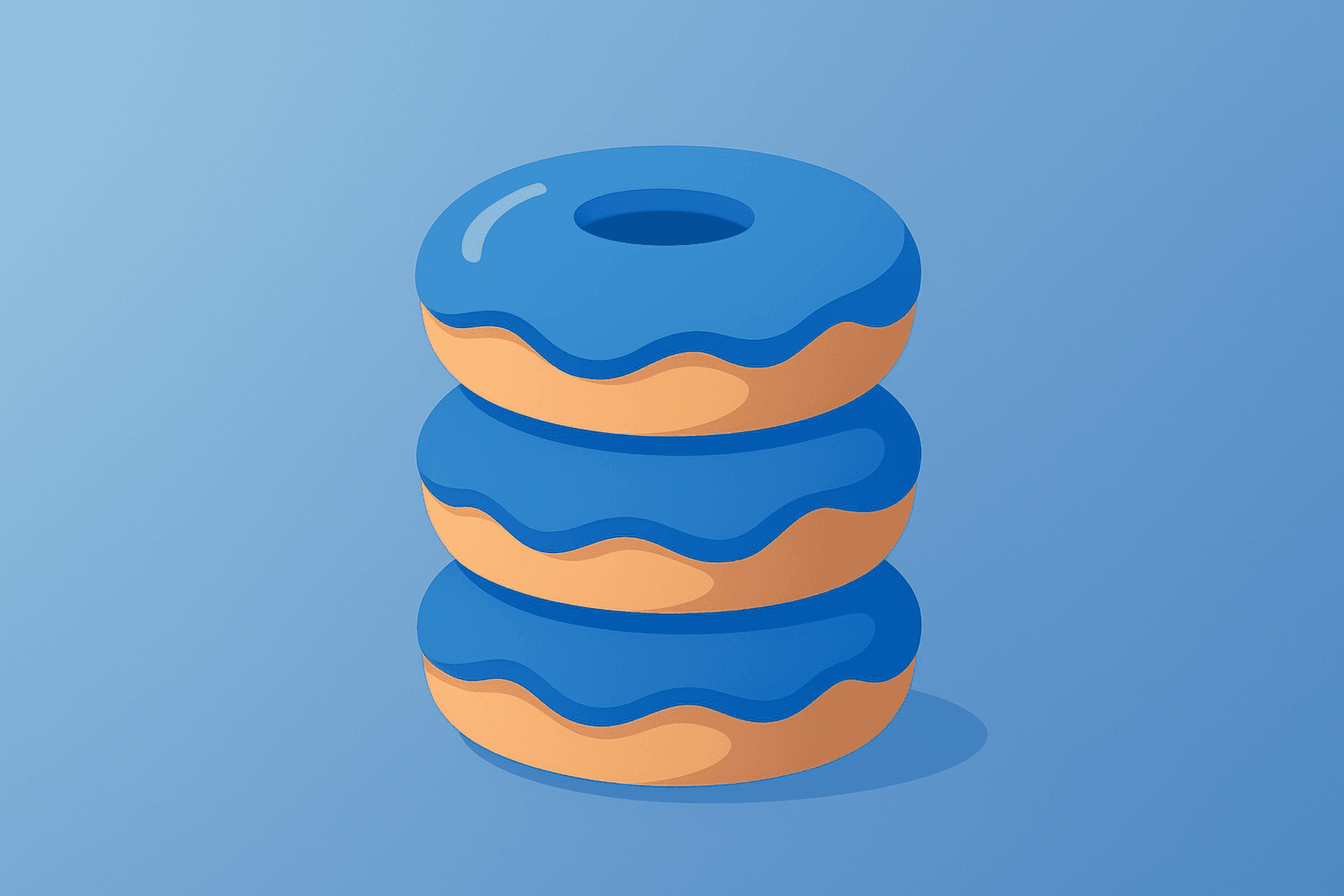 Flat vector of a polished glazed doughnut stack evoking Krispy Kreme earnings, margin expansion, and improved cash flow.