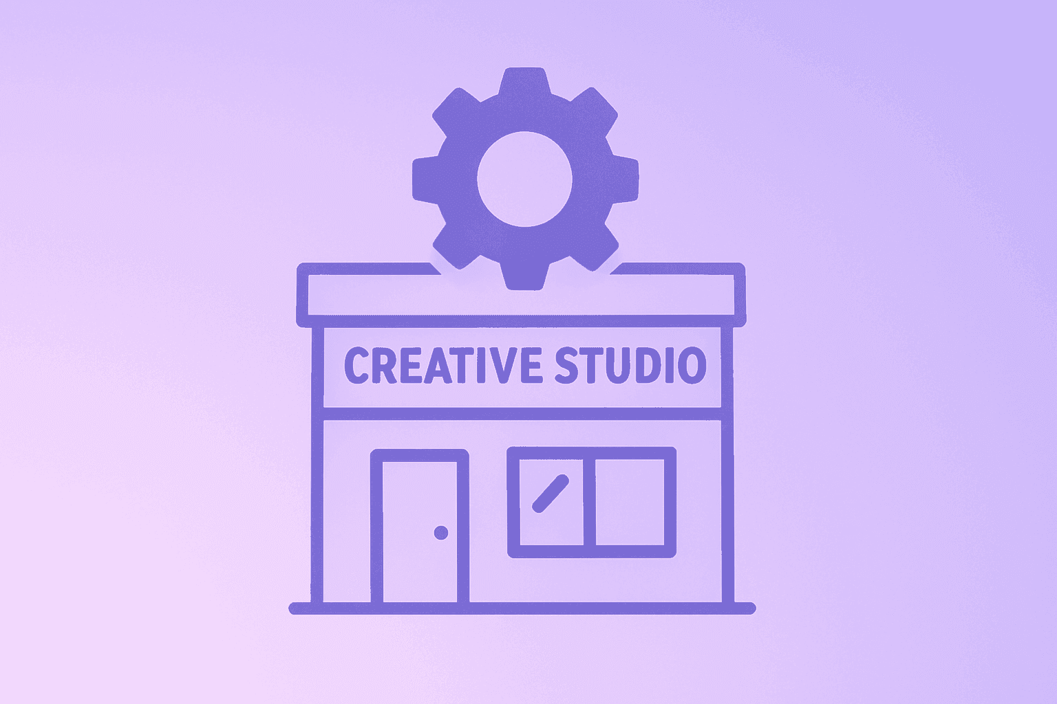 Flat vector of server merged with production gear representing Adobe AI Solutions coordinating marketing workflows.