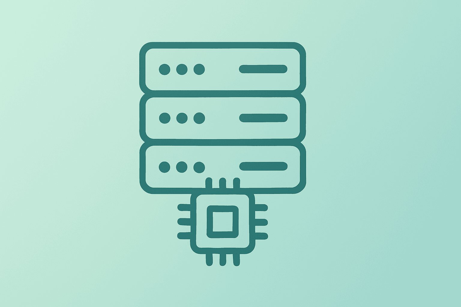Flat vector cover showing Broadcom earnings with a data-center server and expanding silicon core on a smooth gradient.