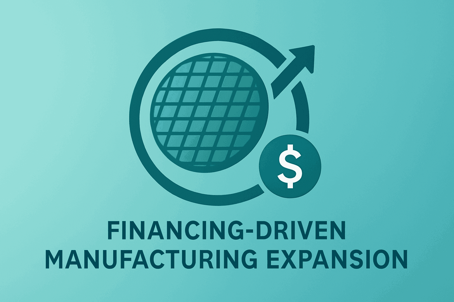 Flat-vector photonic wafer representing POET Technologies financing and manufacturing expansion on a graphite-frost gradient.