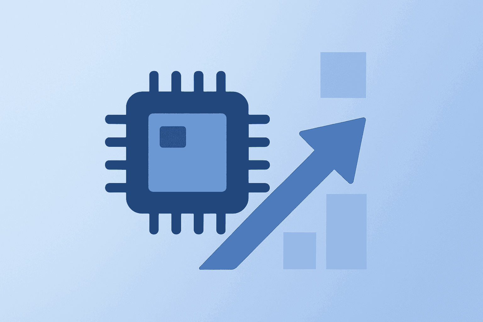 Flat filled vector of a memory chip fused with cleanroom elements to evoke tight supply and rising capex in Micron earnings.