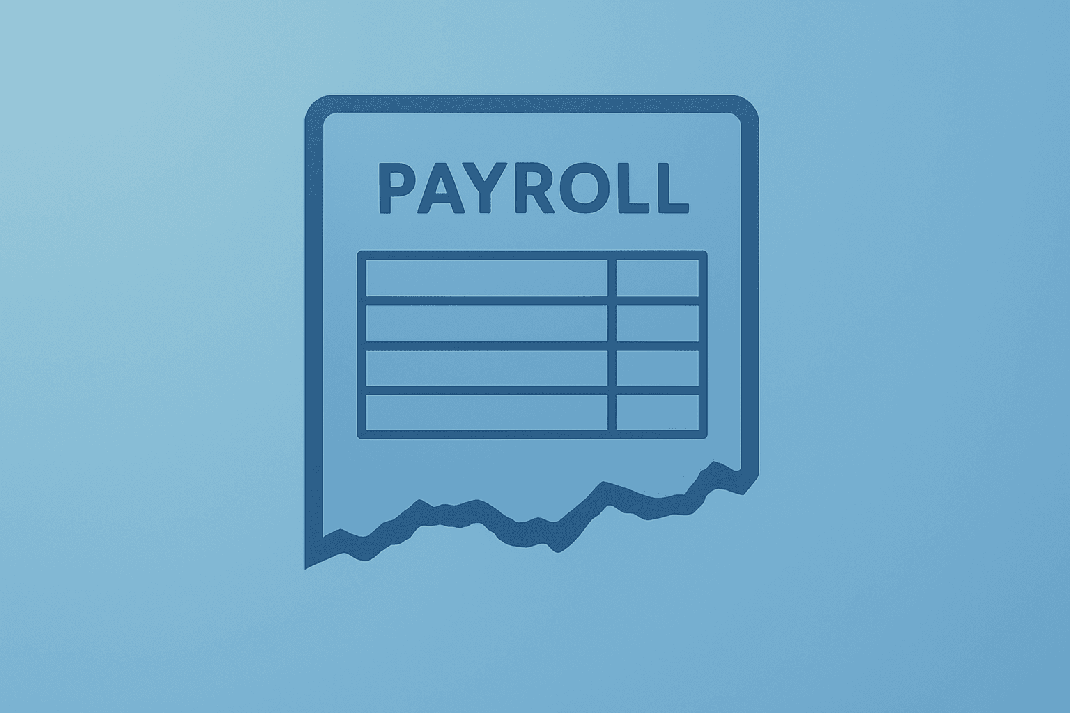 Flat filled vector of a fragmented payroll ledger symbolizing the February 2026 jobs report and wage tension.