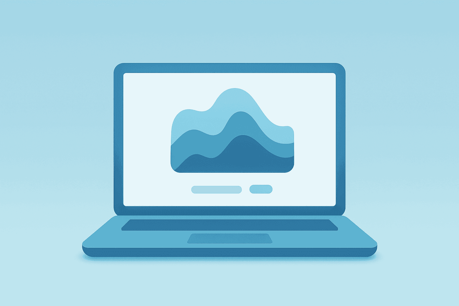 Flat vector of a laptop merged with an AI interface showcasing Google Gemini Intelligence, smooth gradient and subtle shadow.