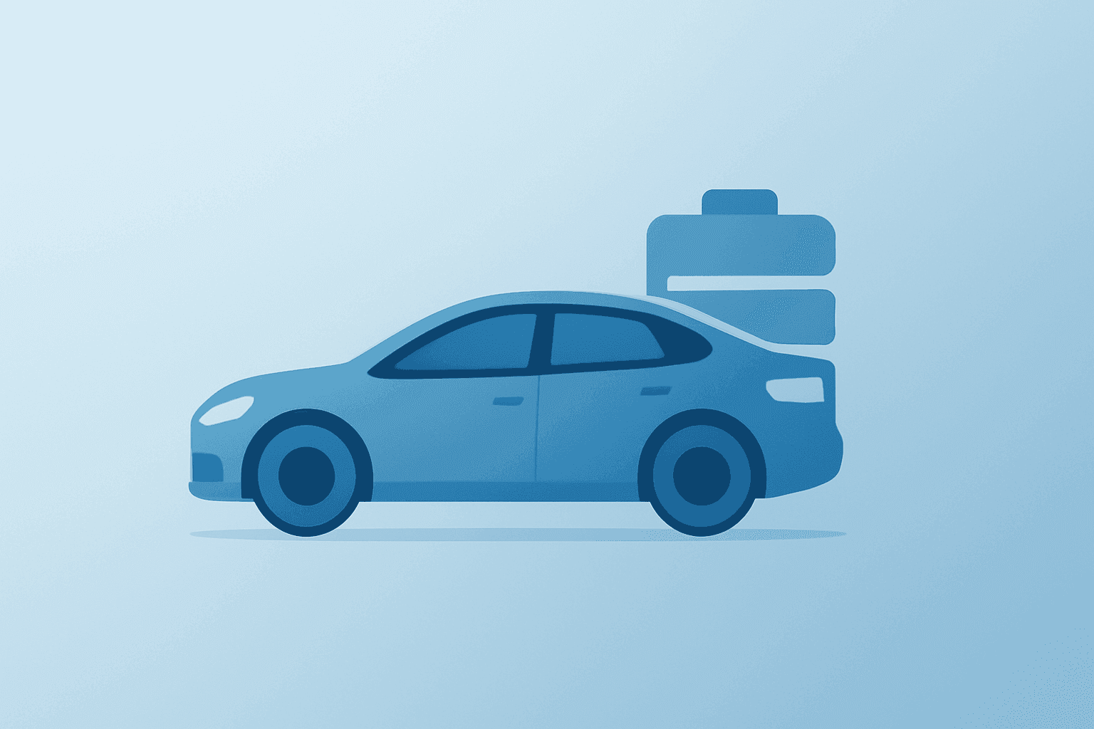 Flat-vector car fused with expanding battery pack illustrating Tesla deliveries Q3 2026 and production versus delivery gap.