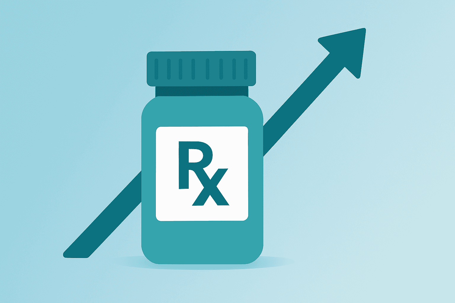 Flat vector prescription bottle gaining momentum to represent CVS Raises Guidance and profit plan on a copper-glow gradient