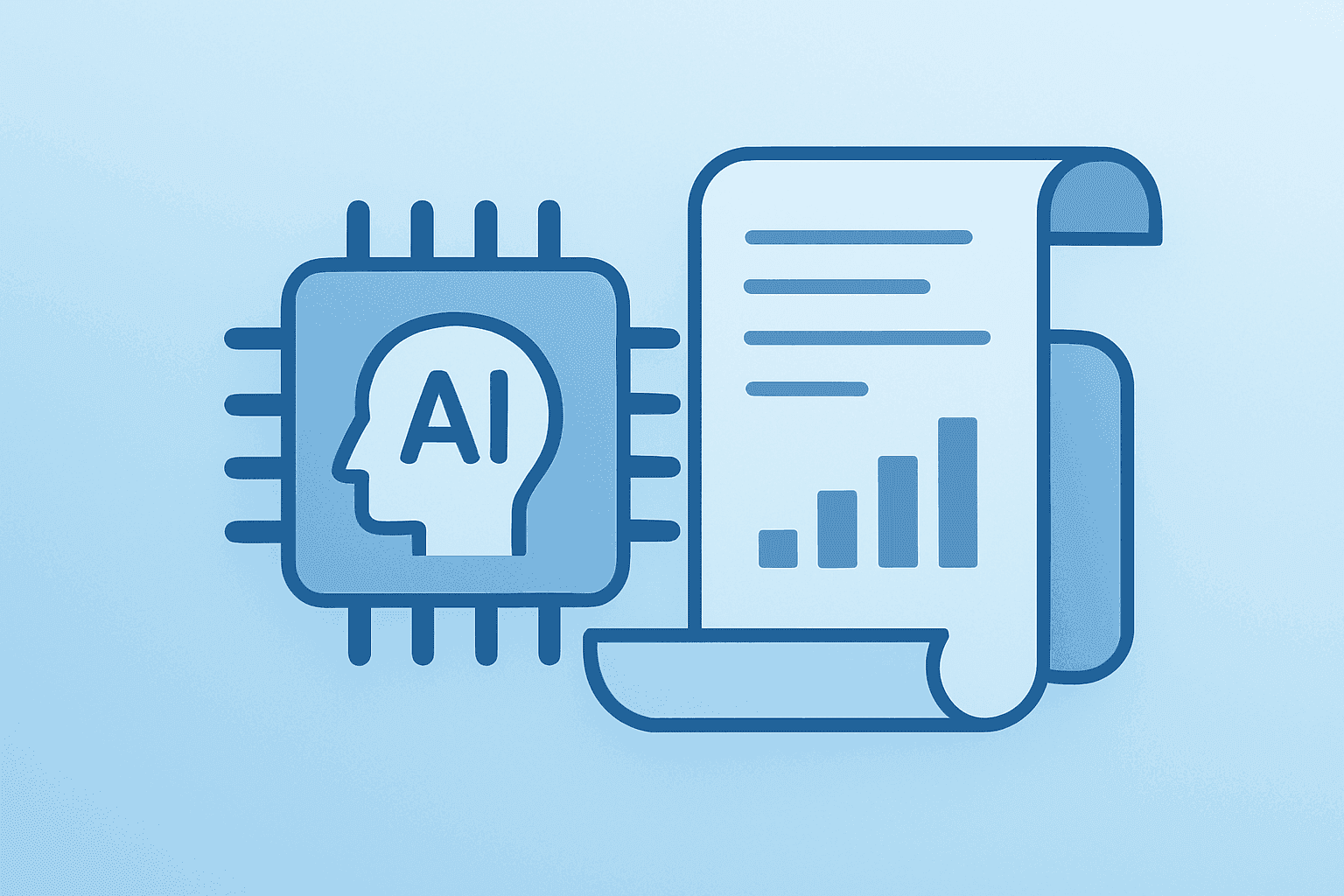 Flat vector of a wafer-scale AI chip unfurling prospectus pages to symbolize the Cerebras IPO, valuation and accounting risks