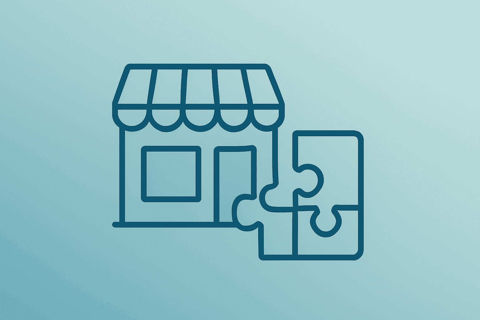 Flat filled vector of a retail storefront merging with a partnership motif to illustrate the GameStop eBay bid pivot.