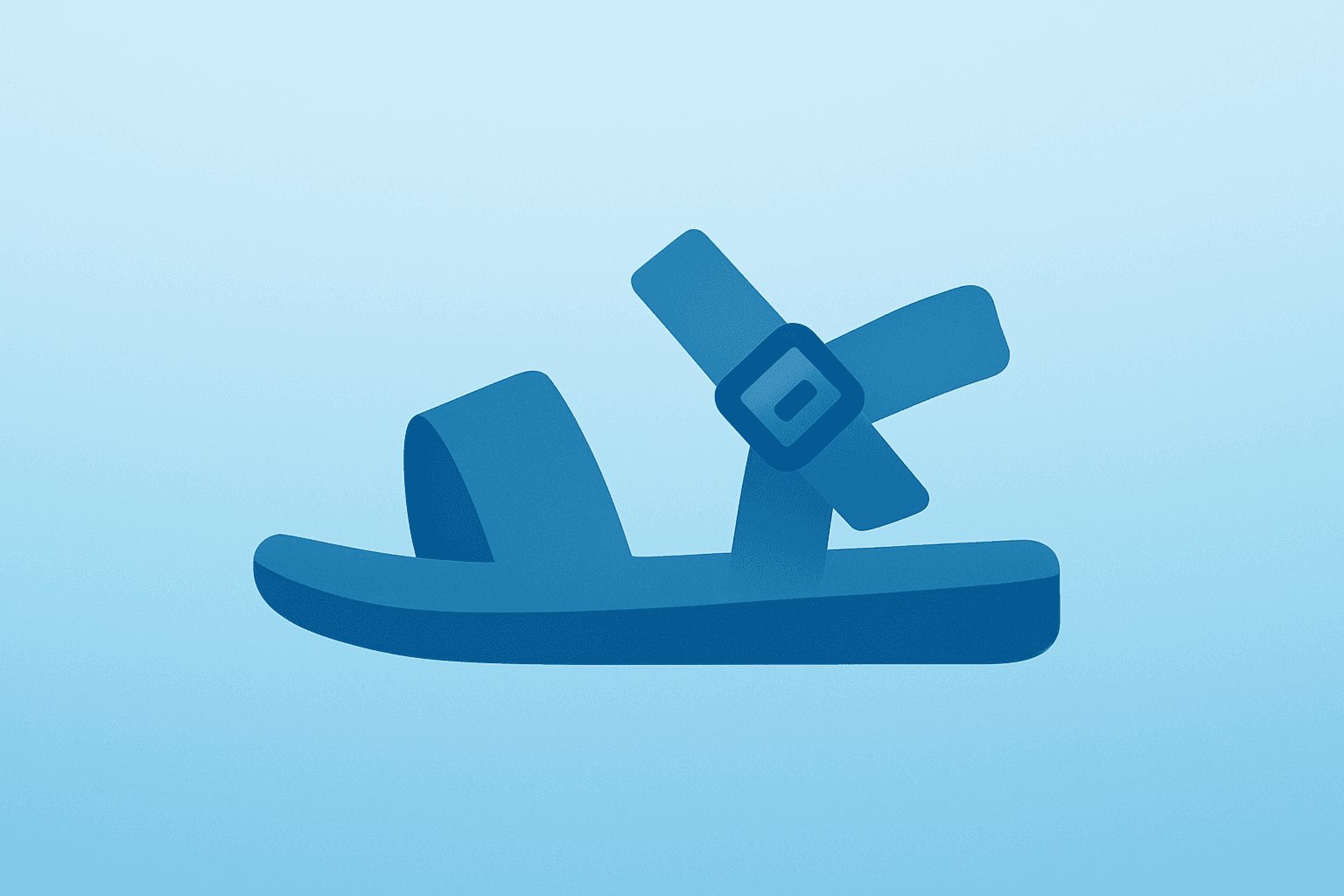 Flat centered vector sandal with tightened strap symbolizing tariff squeeze and production limits, Birkenstock earnings.