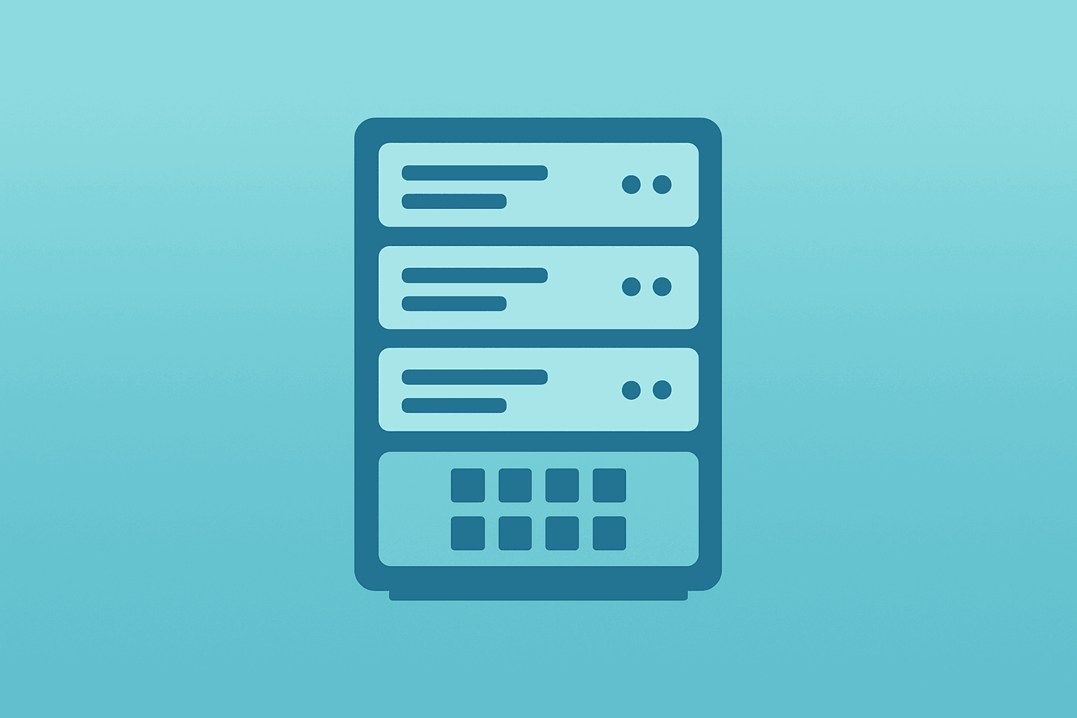Flat vector of a server merging with a compute core to represent CoreWeave stock's customer deployment and analyst catalyst.
