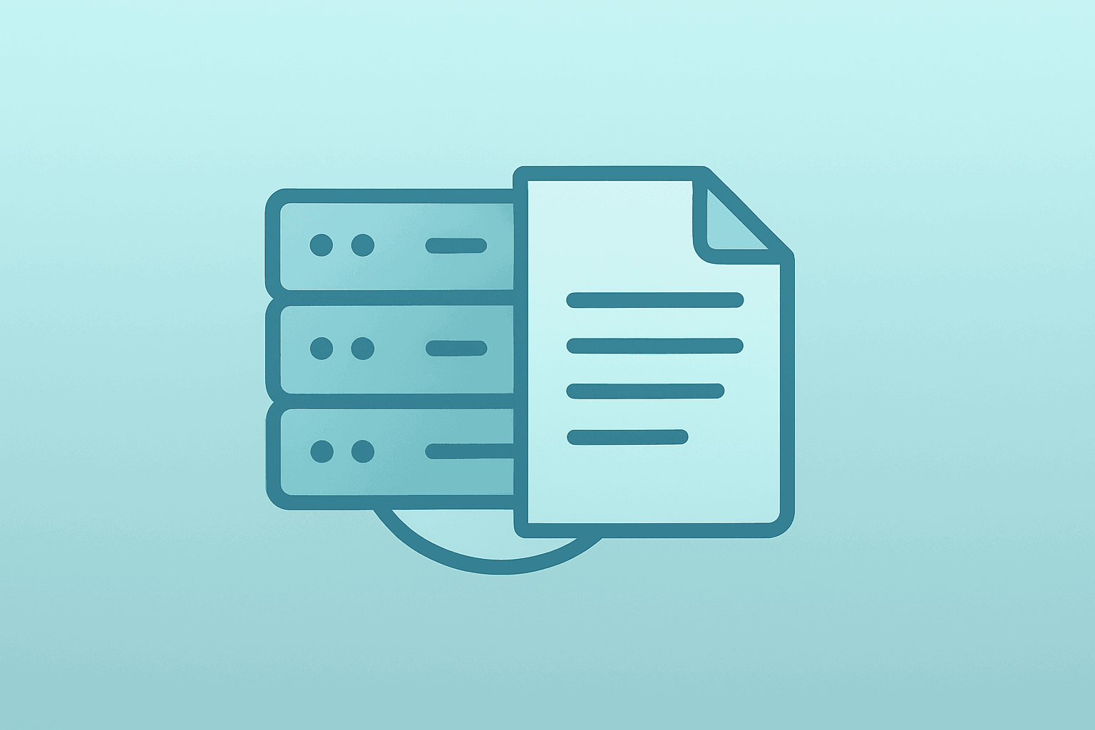 Flat vector cover of a server rack merging with a document stack to symbolize Microsoft Copilot platform consolidation.