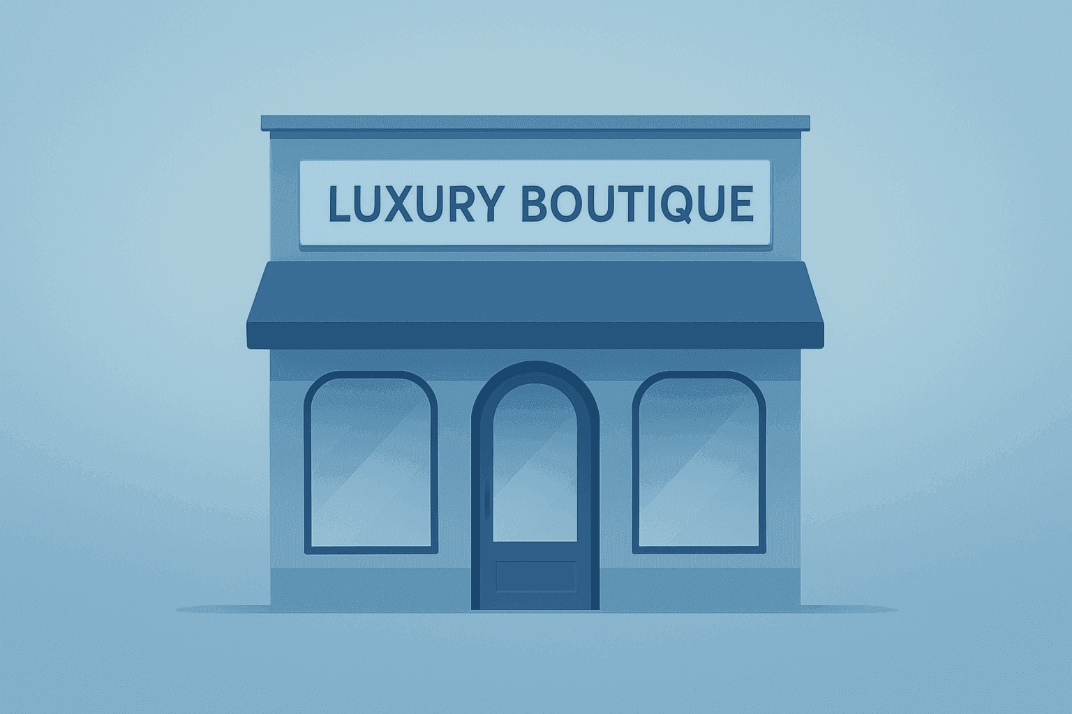 Centered vector luxury boutique storefront with dimming lights signaling Kering Q3 2026 results and weaker retail footfall.