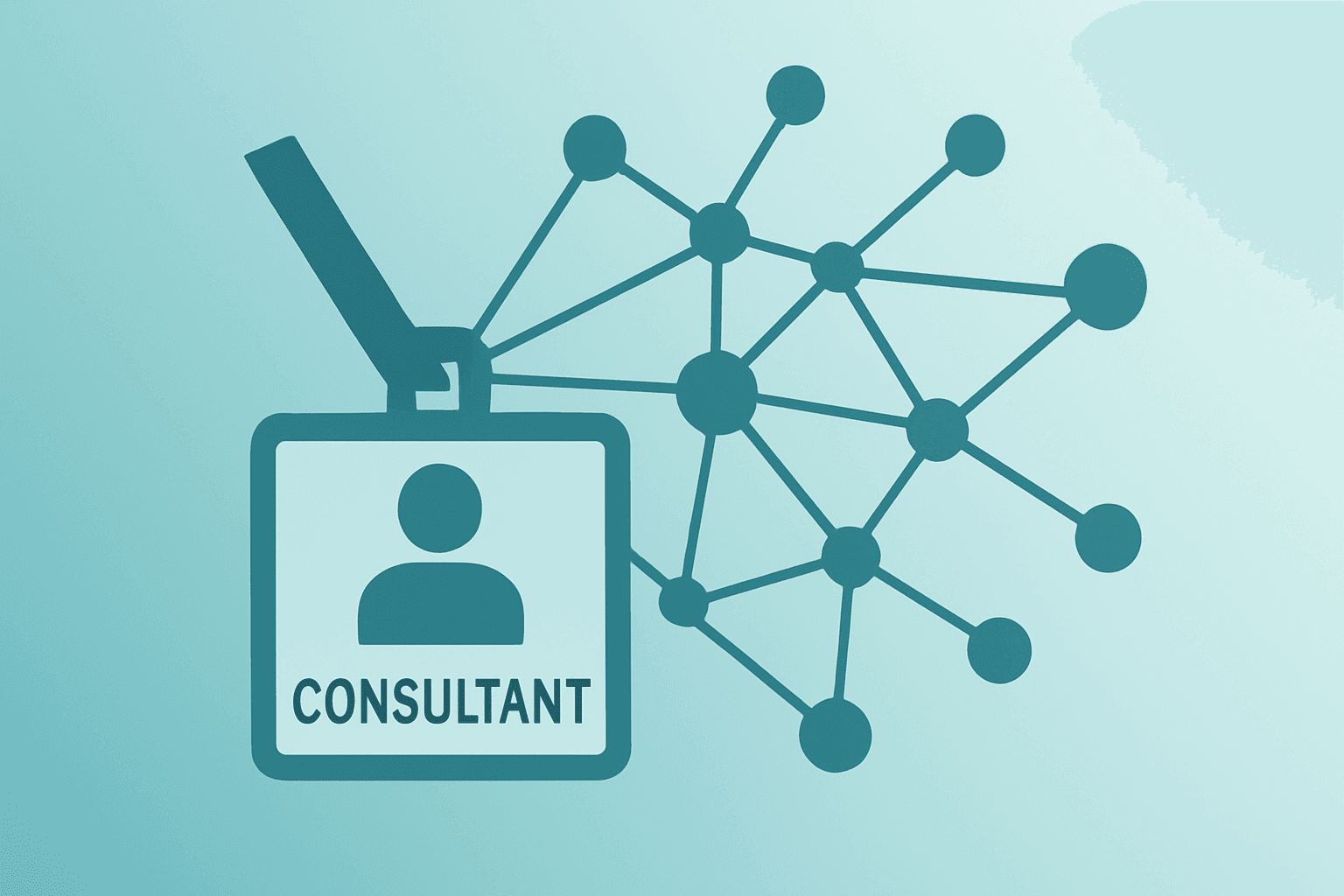 Flat filled vector of a consultant badge expanding network symbolizing the Accenture Anthropic partnership.