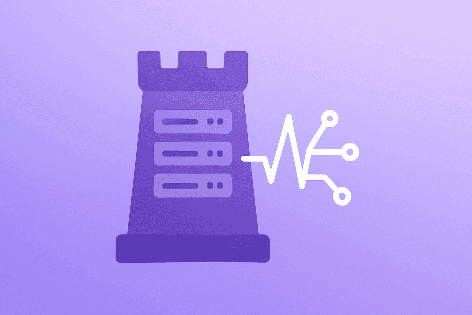 Flat vector of a server vault with an AI pulse illustrating Rubrik earnings record quarter and upgraded guidance.