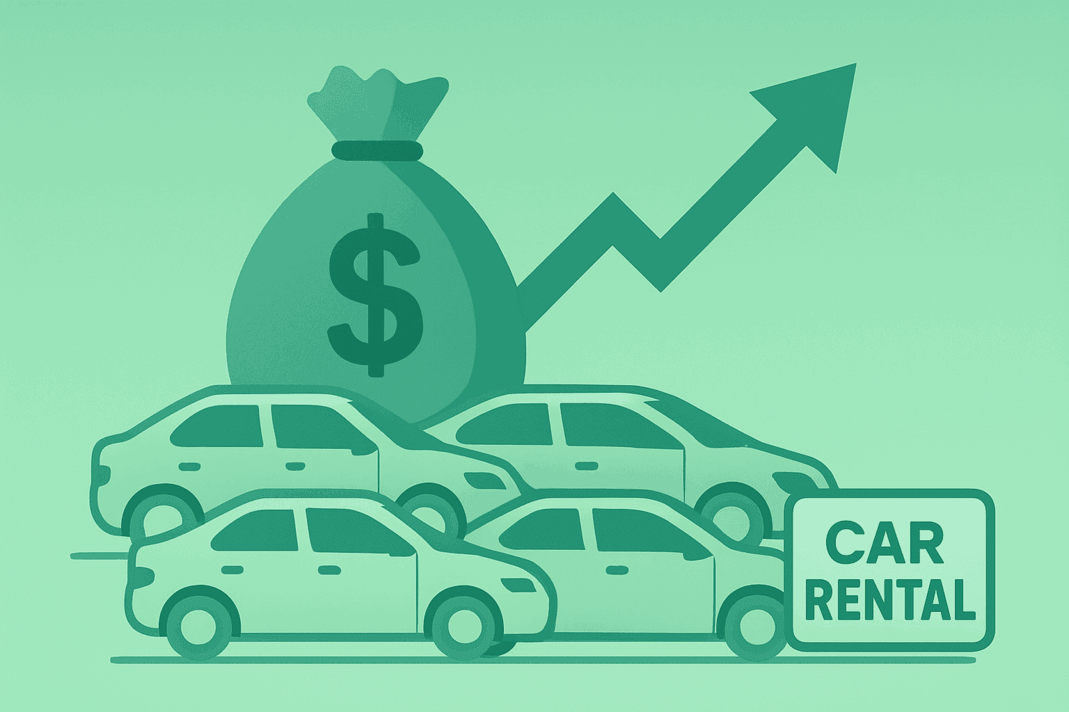 Flat filled vector of a car silhouette under strain to represent an Avis stock short squeeze and hedge-fund buildup.