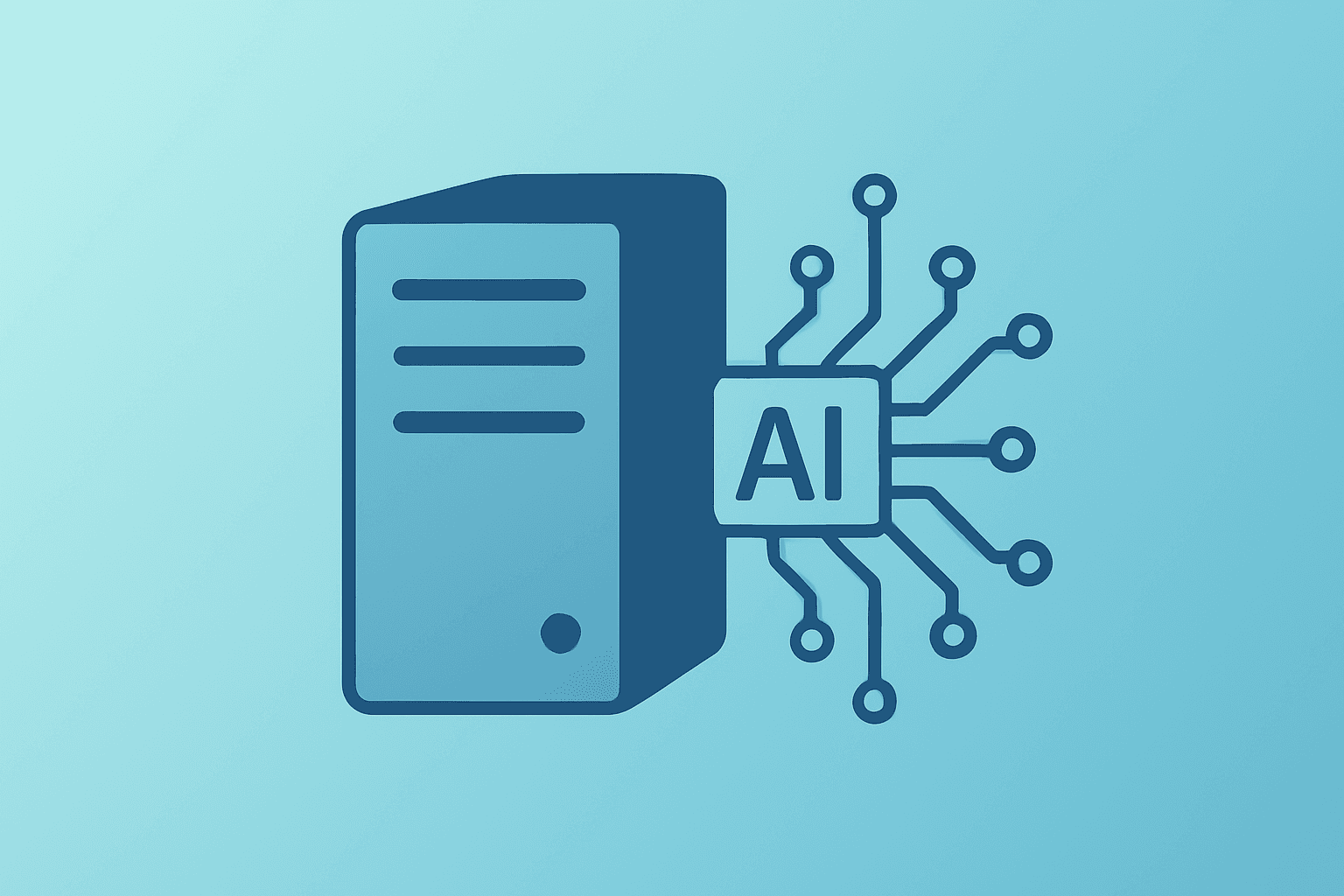 Flat vector of a ledger-like server with expanding circuits evoking AI-driven growth for Intuit earnings.