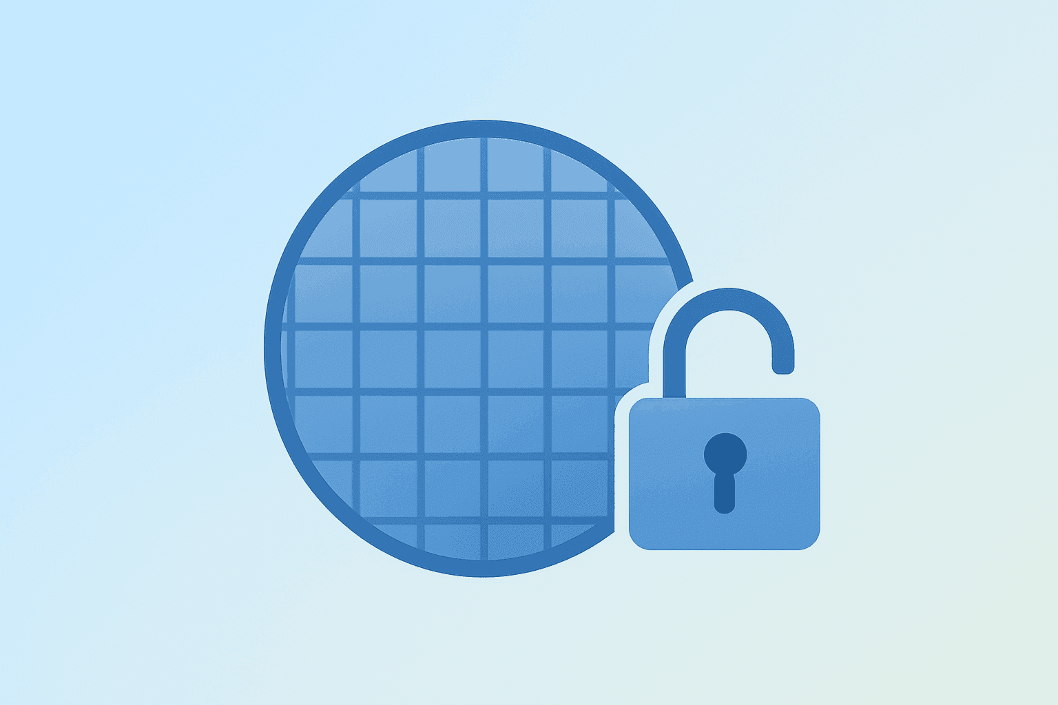 Flat filled vector of a chip merging with a widening circuit to represent TSMC stock and Taiwan FSC single-stock cap lift.