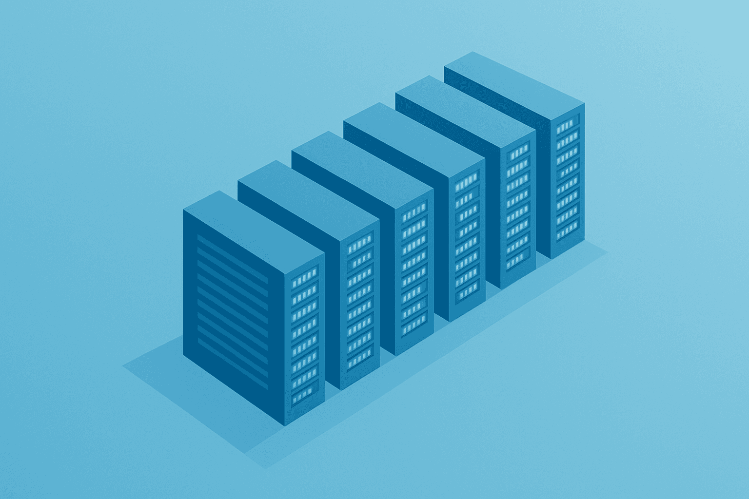 Flat vector of a server rack fused with an expanding compute cluster evoking Nvidia Nebius investment and AI datacenter