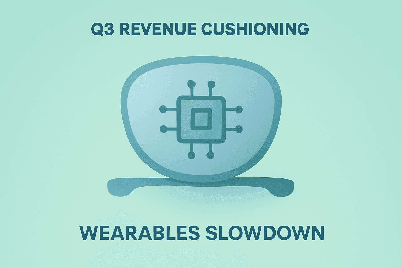 Flat vector eyeglass merging with a softened frame to symbolize EssilorLuxottica Q3 revenue cushioning wearables.
