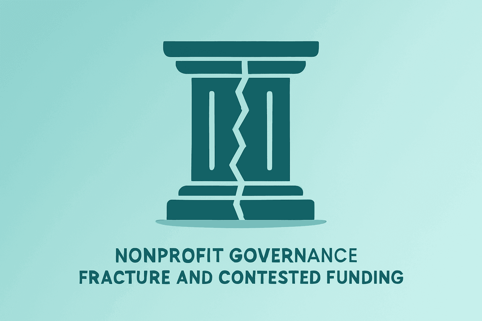 Flat vector foundation pillar with crack symbolizing Elon Musk OpenAI lawsuit and governance, funding, IPO risk.