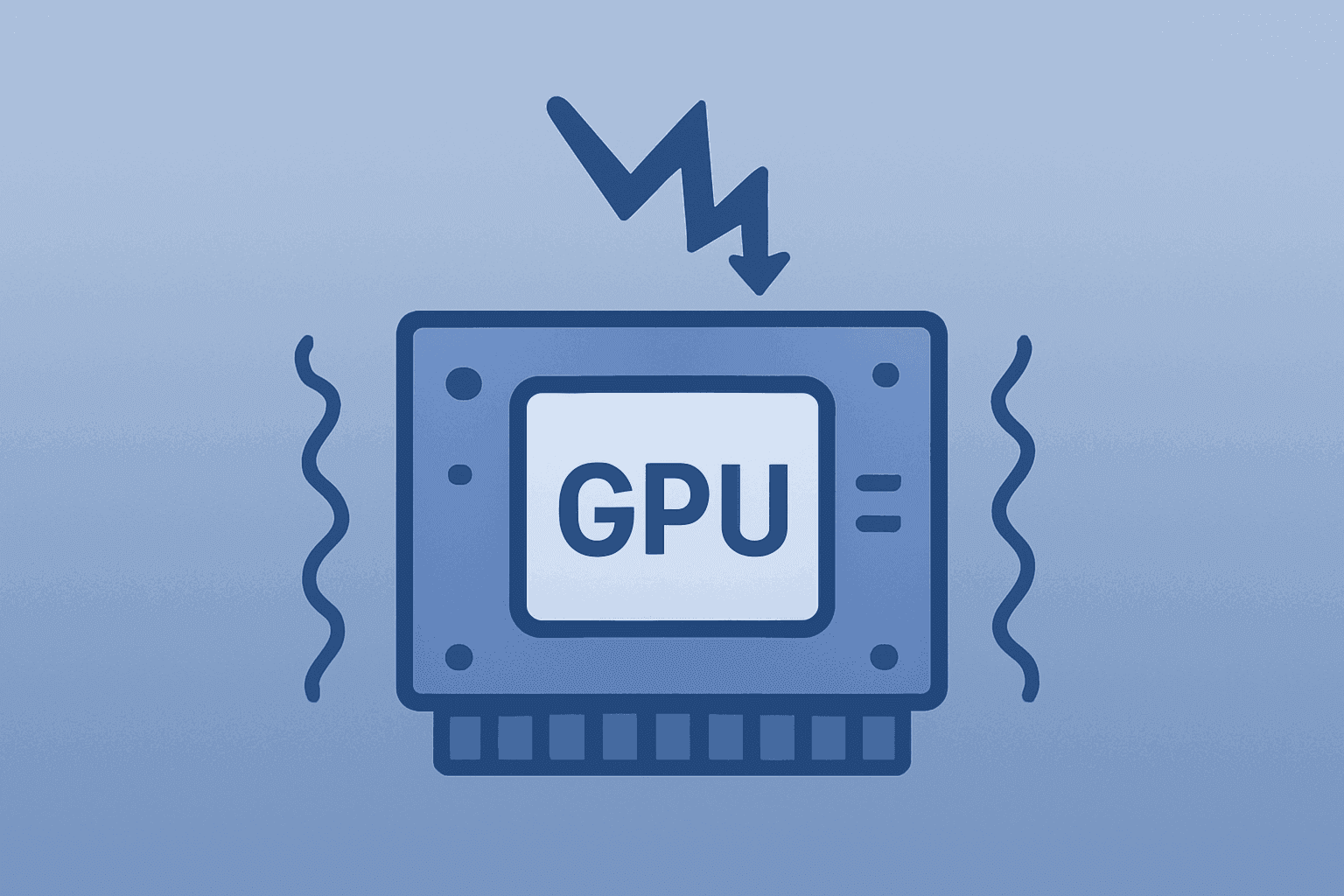 Flat filled vector of a stacked GPU module under order strain representing Nvidia stock and $1 trillion GPU orders.