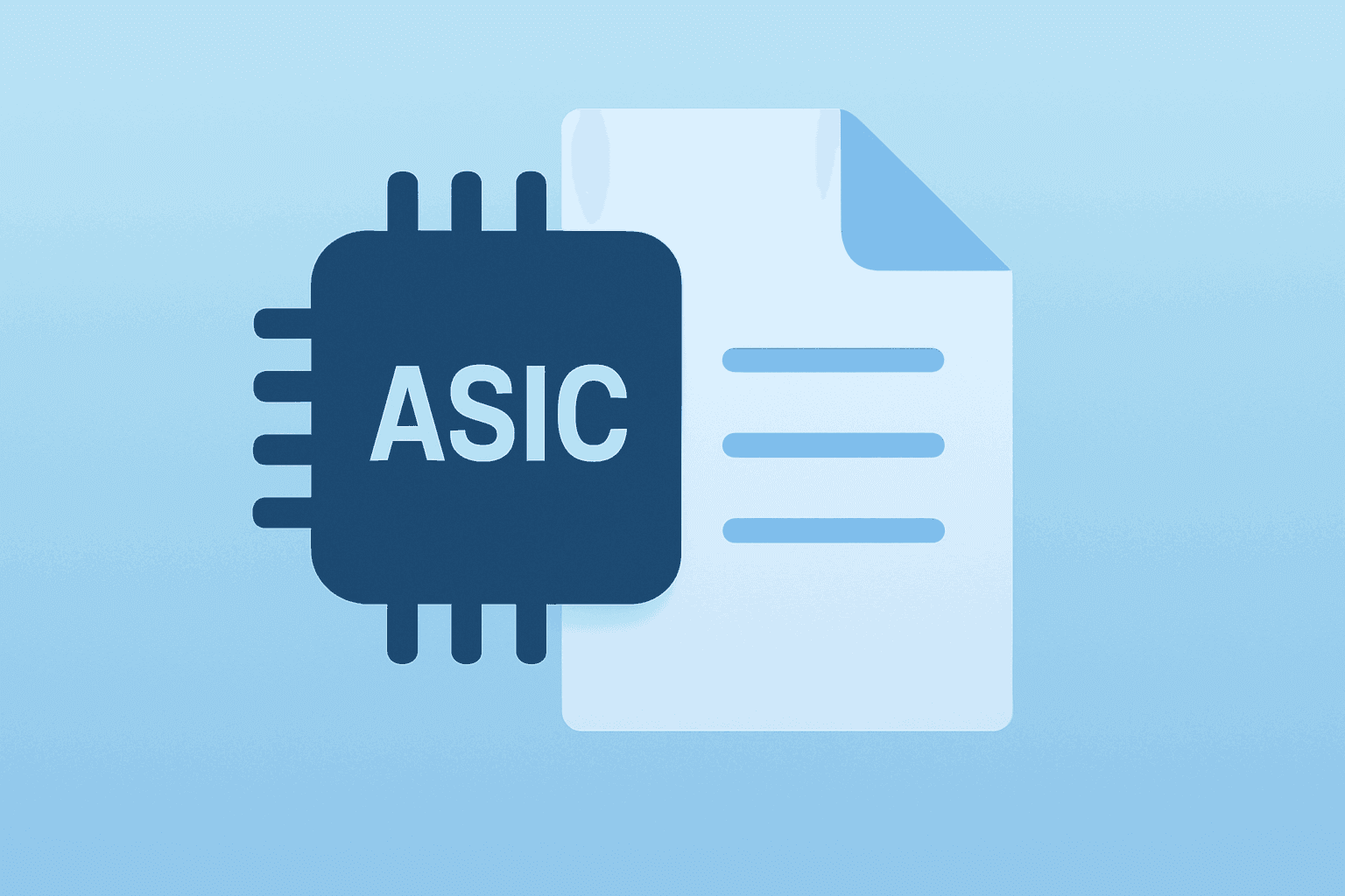 Flat filled vector of a stylized chip merged with an agreement page symbolizing the Broadcom Apple chip partnership.