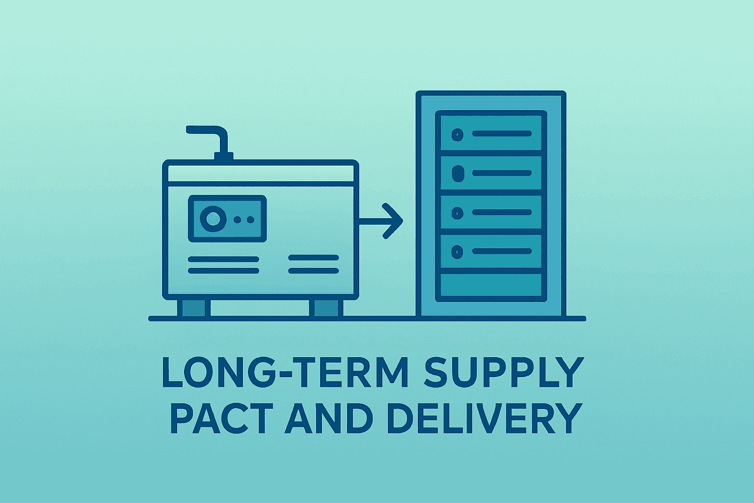Flat vector of a generator merging with a server rack to represent the Generac Amazon deal and delivery-linked warrant.
