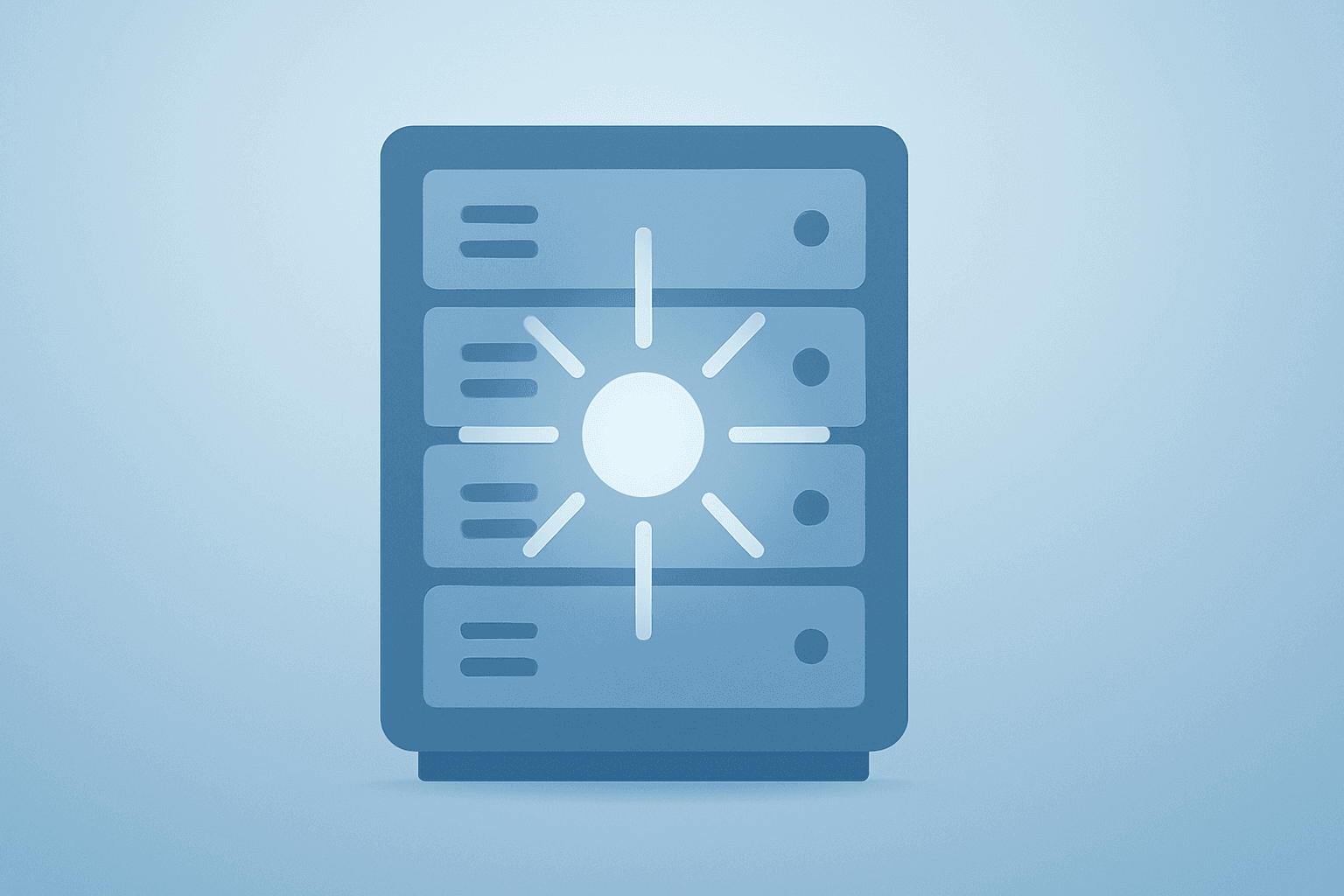 Flat filled vector of a server rack and storage array symbolizing margin expansion and AI demand for NetApp earnings.