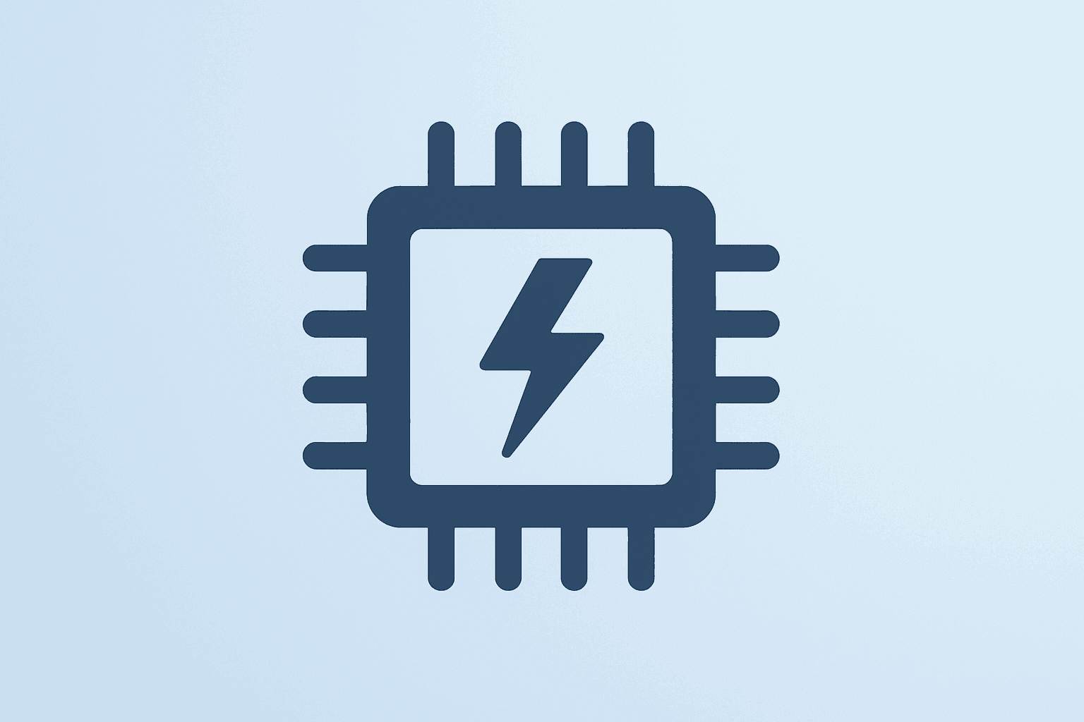 Flat-vector server chip merging with a fragile surge motif representing Intel earnings and the stock valuation test.