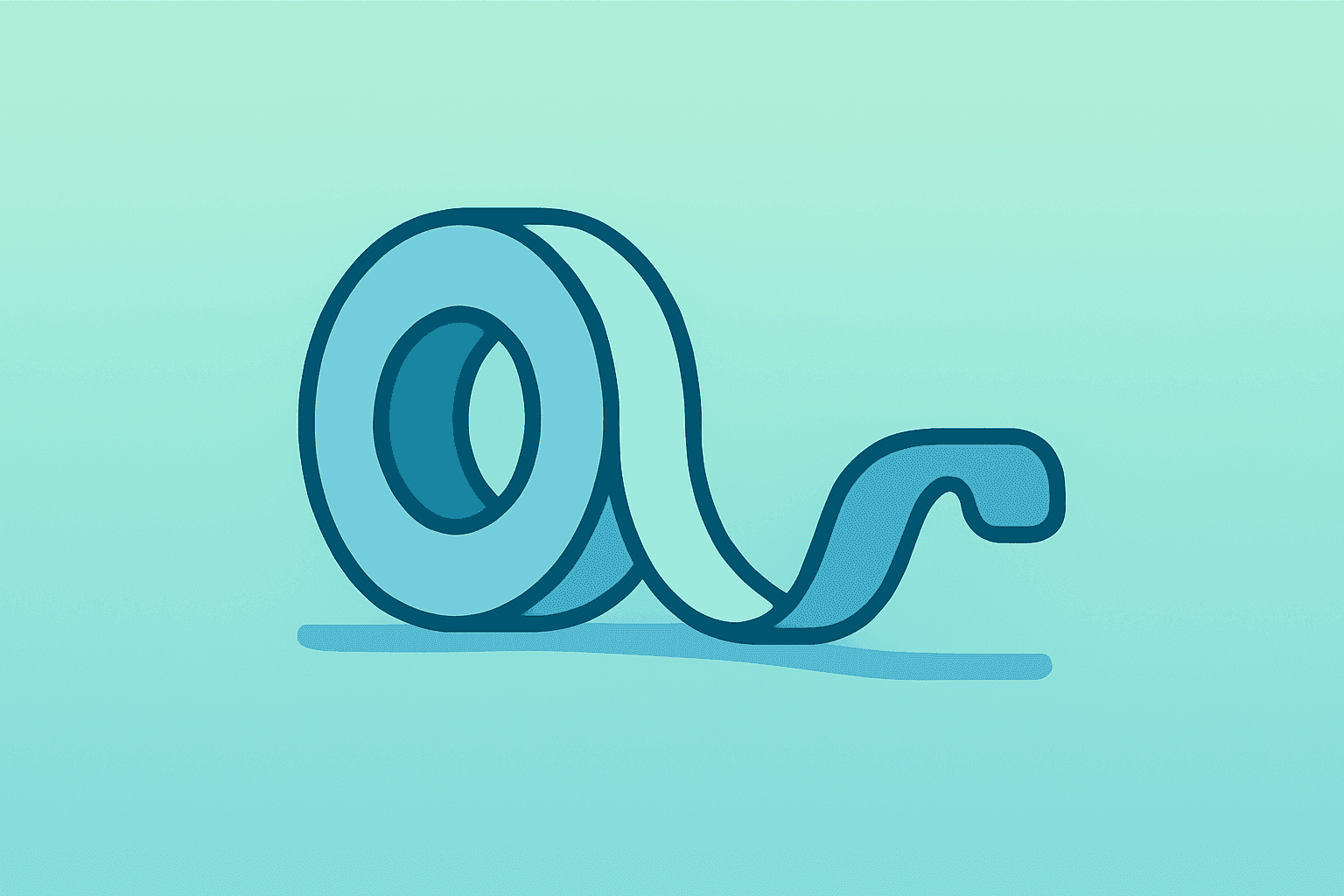 Flat filled vector of an adhesive tape spool unfurling to symbolize 3M Q2 2026 earnings beat and guidance lift