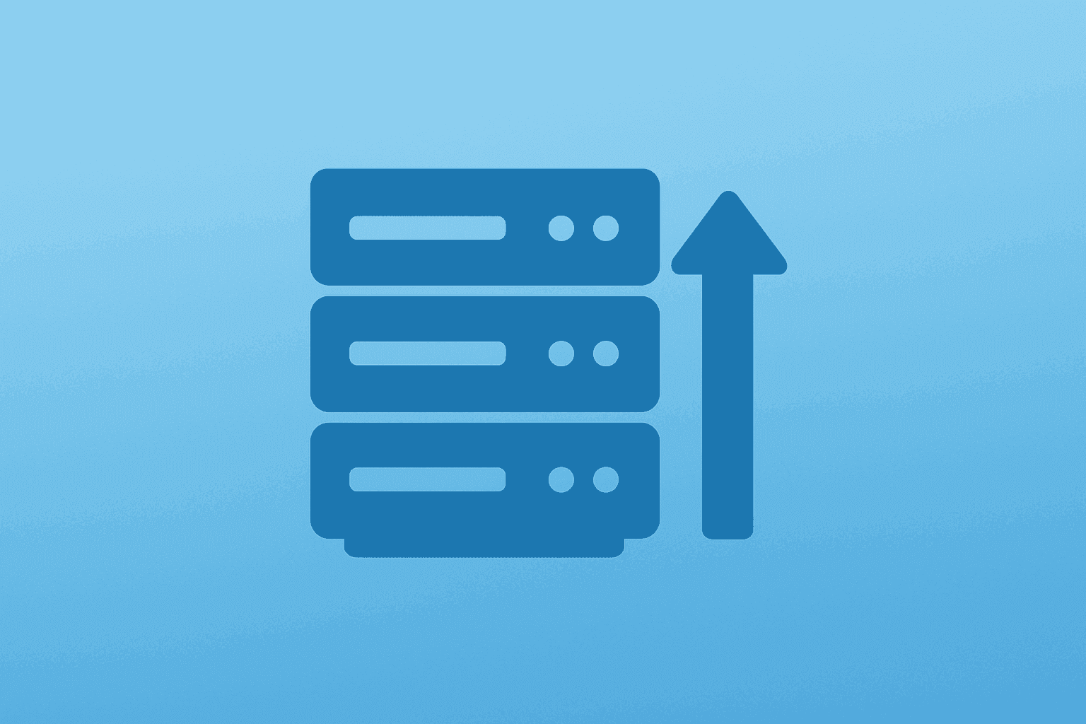 Flat filled vector of a server stack expanding to represent Alphabet added to Dow and rising megacap tech influence.