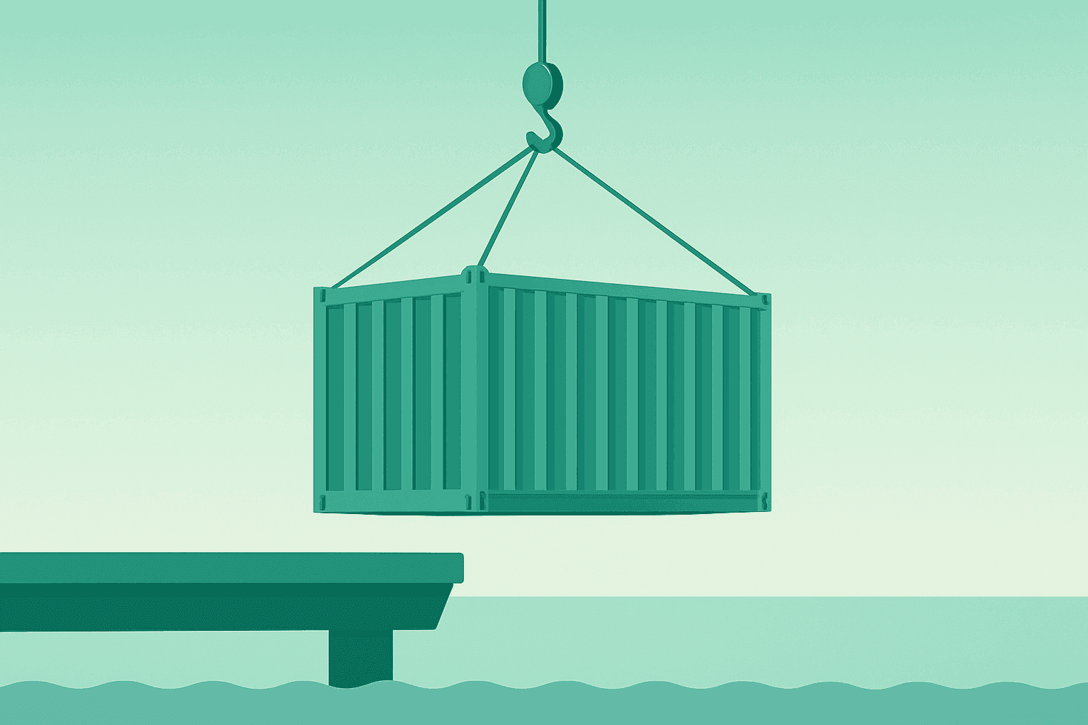 Flat filled vector of a paused cargo container symbolizing Trump Pauses 50% Tariffs on Canada, smooth gradient