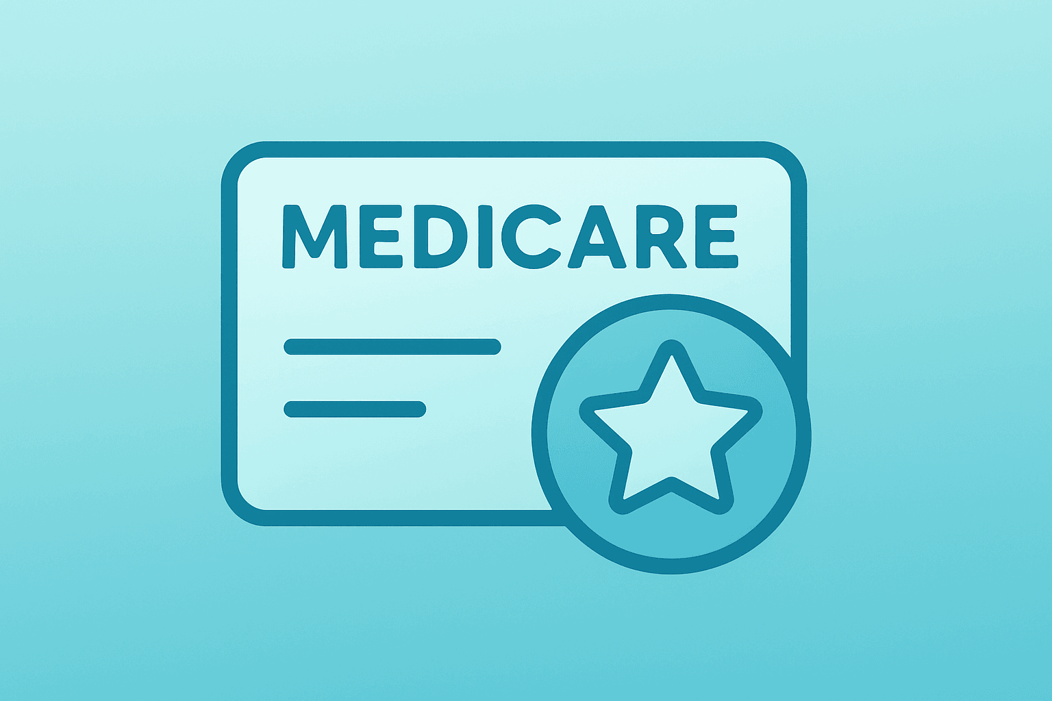 Flat-vector Medicare plan card fused with a service badge to symbolize Humana star ratings and high-tier membership.