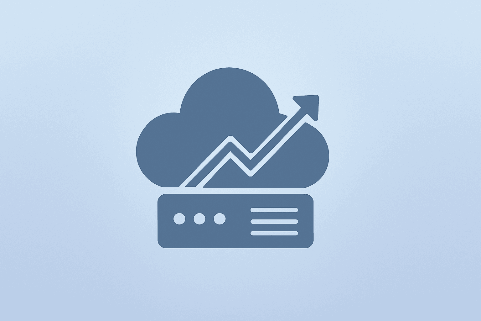 Flat vector showing a cloud server with a backloaded revenue ramp to illustrate SAP Q4 Results backlog timing.