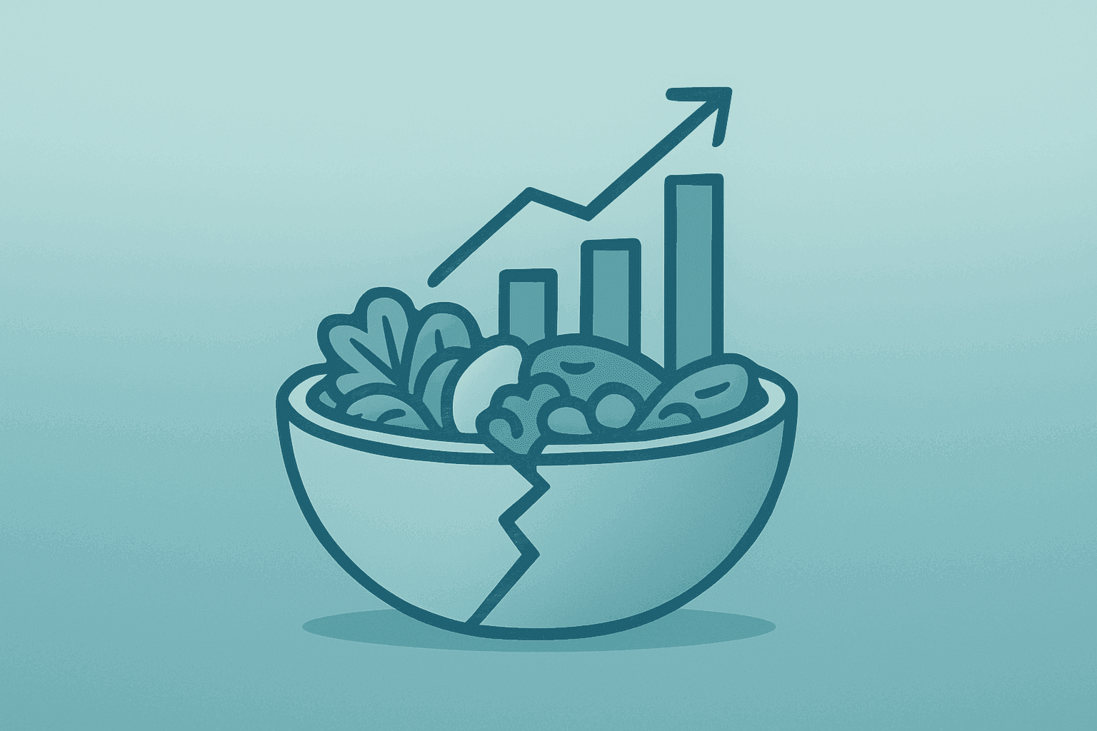 Flat vector storefront and split register symbolizing Chipotle earnings tradeoff between revenue growth and margin compression.