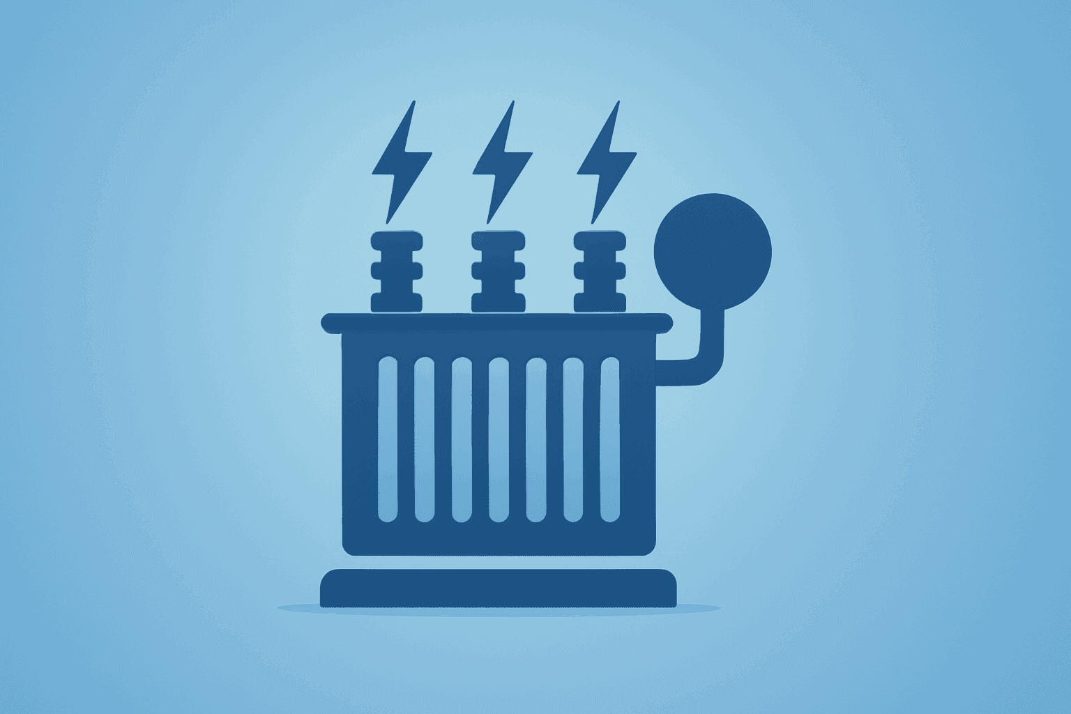 Flat vector of a substation transformer swelling with load, symbolizing AEP earnings tied to AI data-center demand.