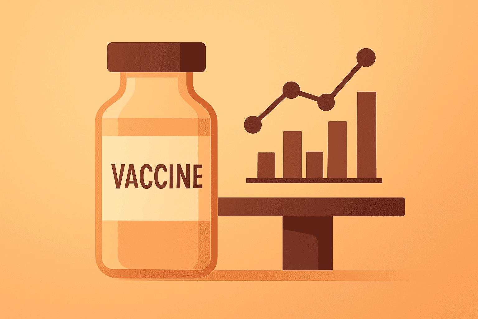 Flat vector vaccine vial merged with lab server, symbolizing Eli Lilly acquisitions expanding infectious disease R&D.