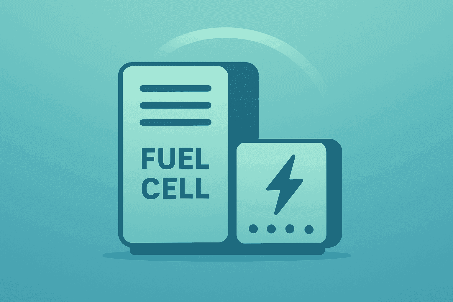 Flat vector of a fuel-cell server and power module representing Bloom Energy S&P 500 Inclusion and AI power demand.