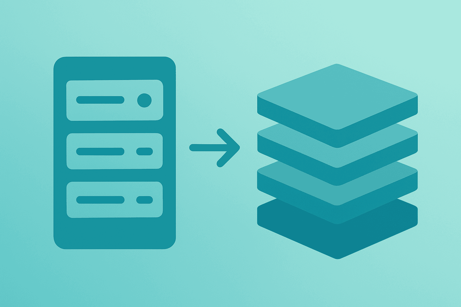 Flat vector of a server core shifting into a model stack to illustrate Microsoft Copilot Restructures and focus.