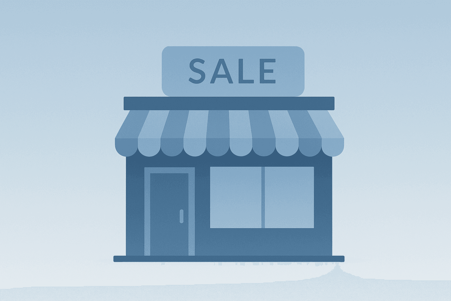 Flat vector of a retail storefront with a fading marquee to reflect Nike Q3 earnings, mixed margins and China slump.