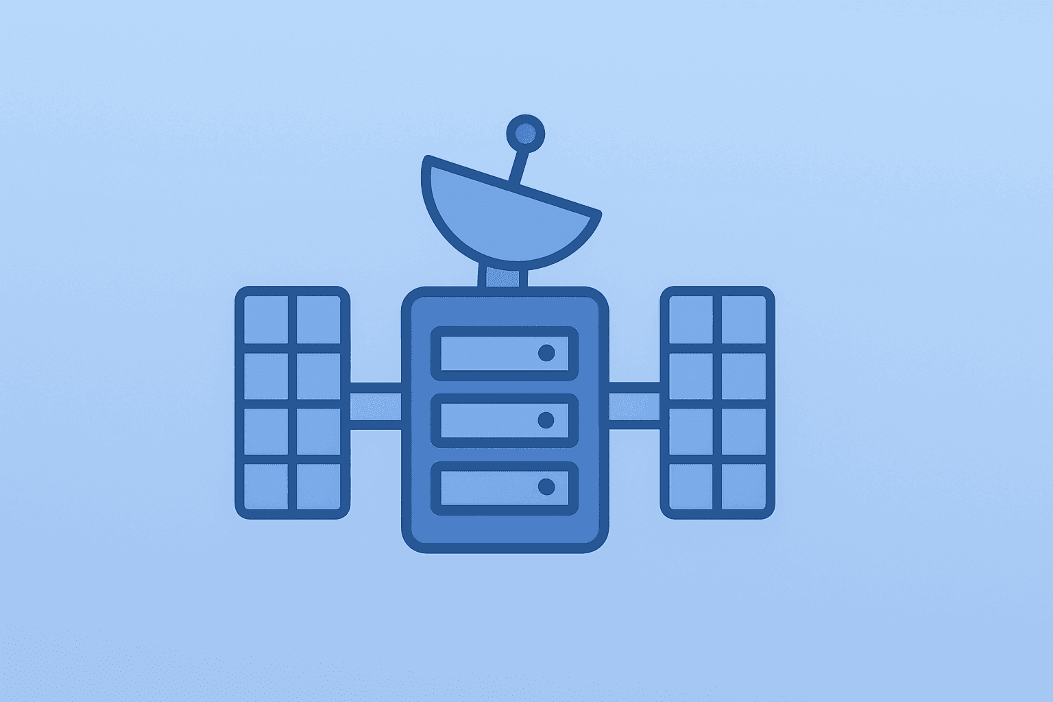 Flat vector server-satellite hybrid symbolizing SpaceX stock split between NASA contract support and heavy AI capex.