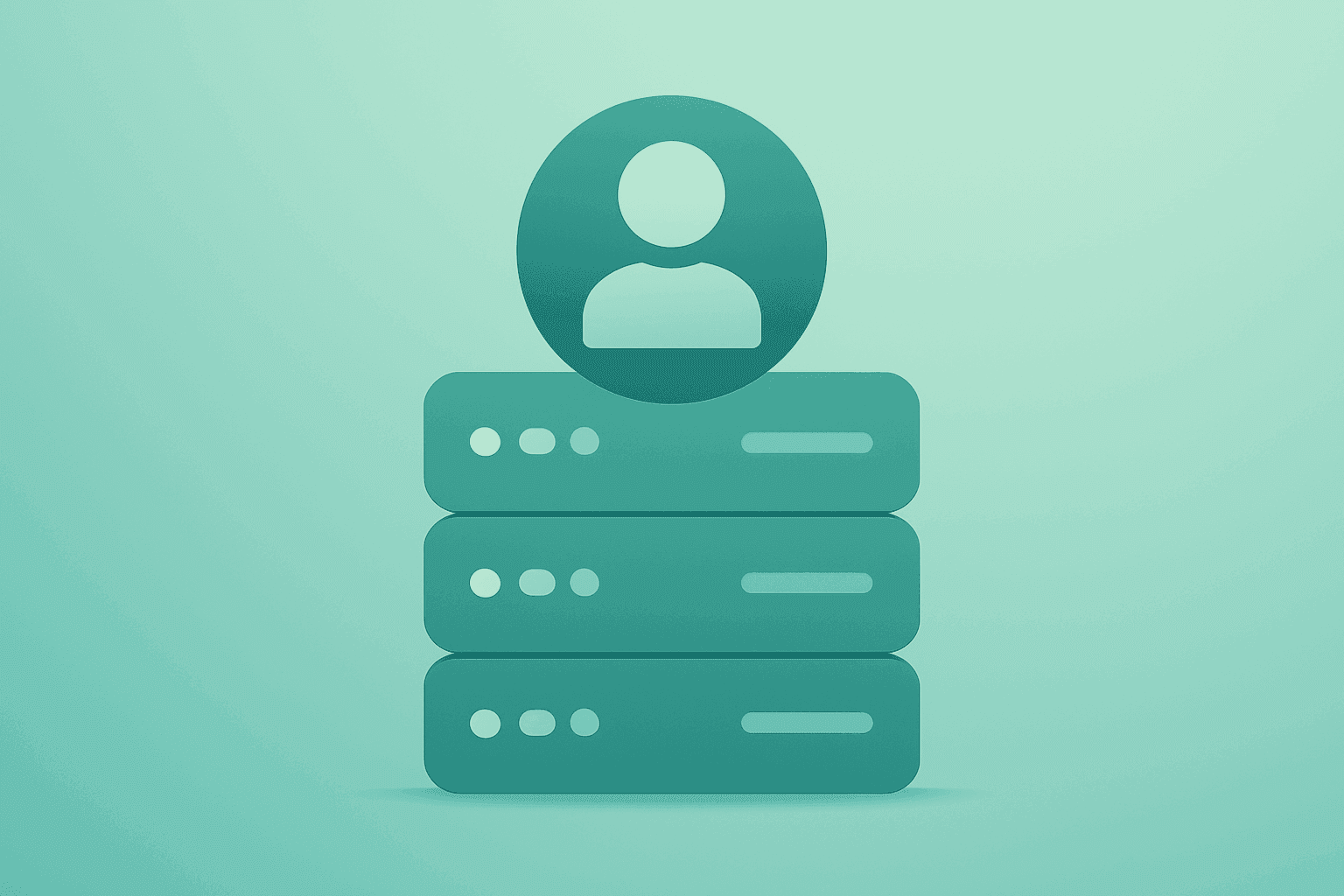 Flat filled vector of a server stack with a softened core to symbolize OpenAI leadership change and a gap in AGI deployment.