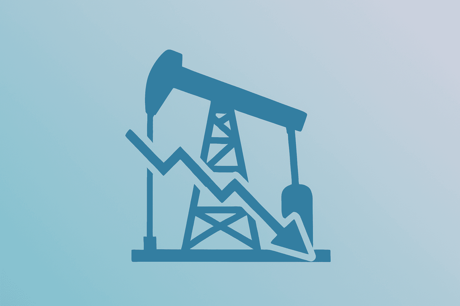 Flat vector of an oil rig fused with a fractured stock index emblem showing the S&P 500 correction and inflation risk.