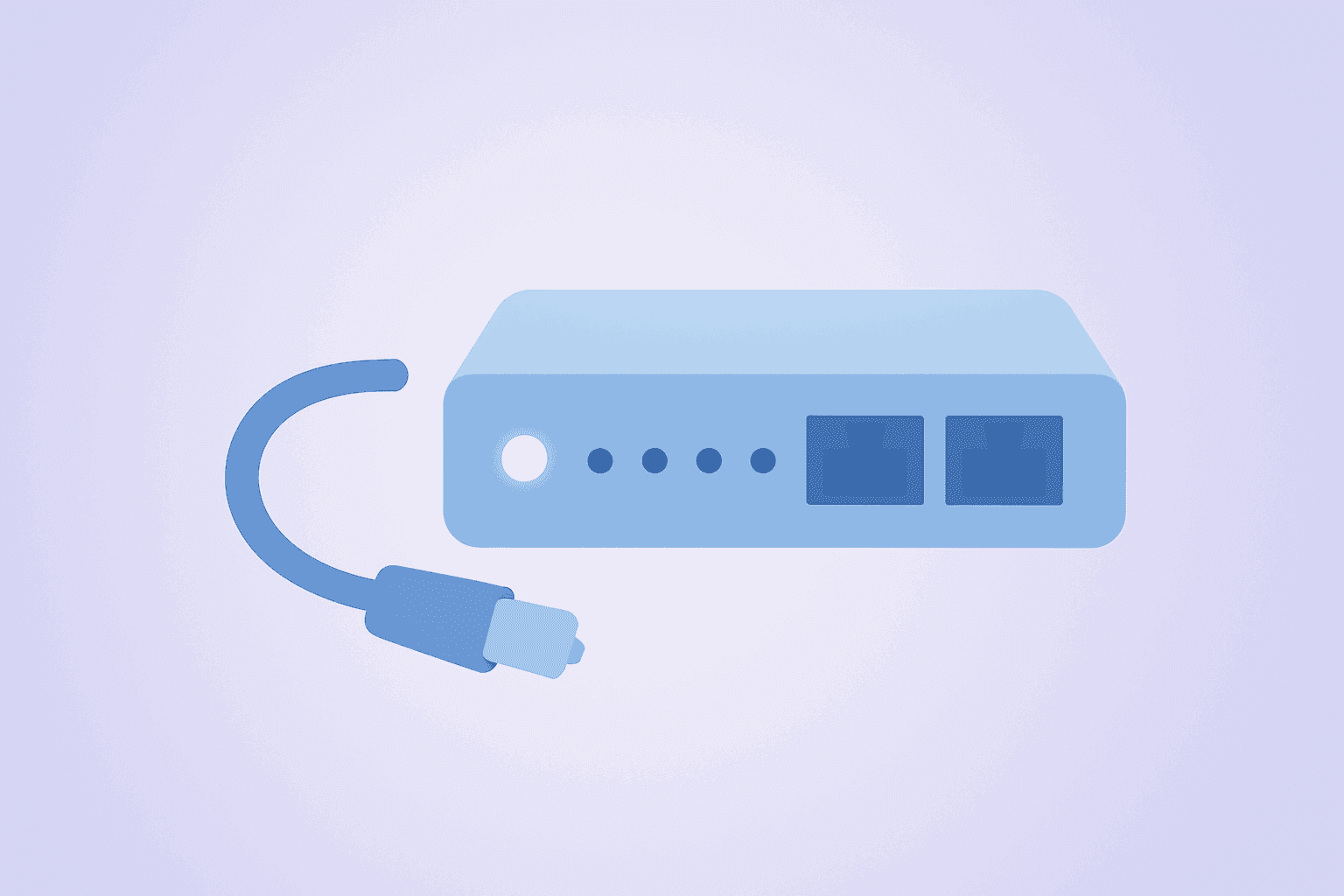 Flat-vector network switch with a disconnected fiber and dim LED, symbolizing Broadcom AI stock claim unverified
