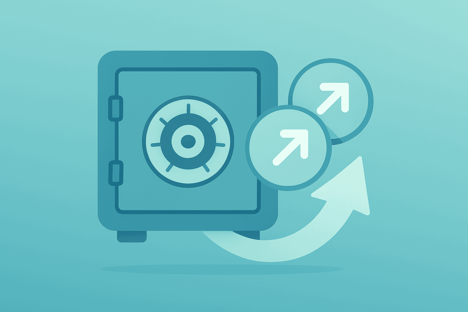 Flat vector digital vault reclaiming share tokens to represent the Adobe stock buyback and expanded equity reserve.