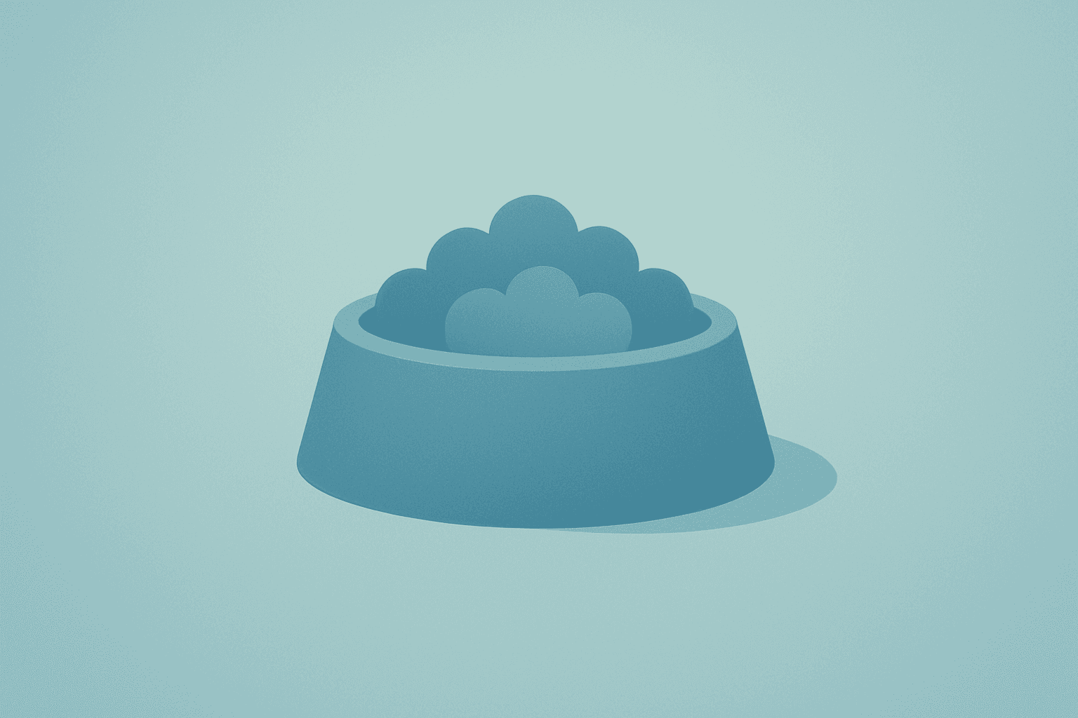 Flat centered vector of a pet food bowl with dimming light symbolizing Chewy Q3 2025 earnings reversal and market caution.